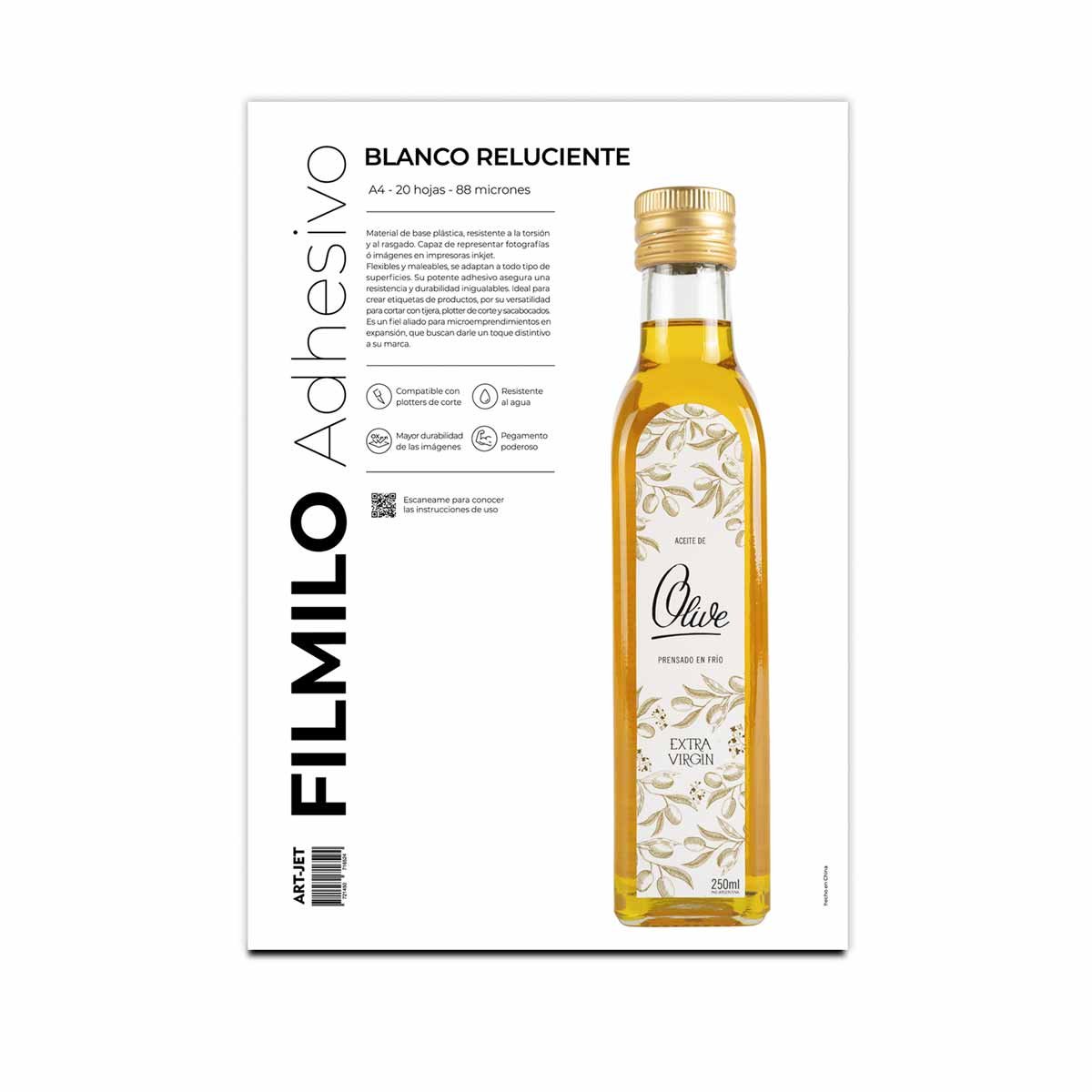 filmilo autoadhesivo a4 blanco reluciente