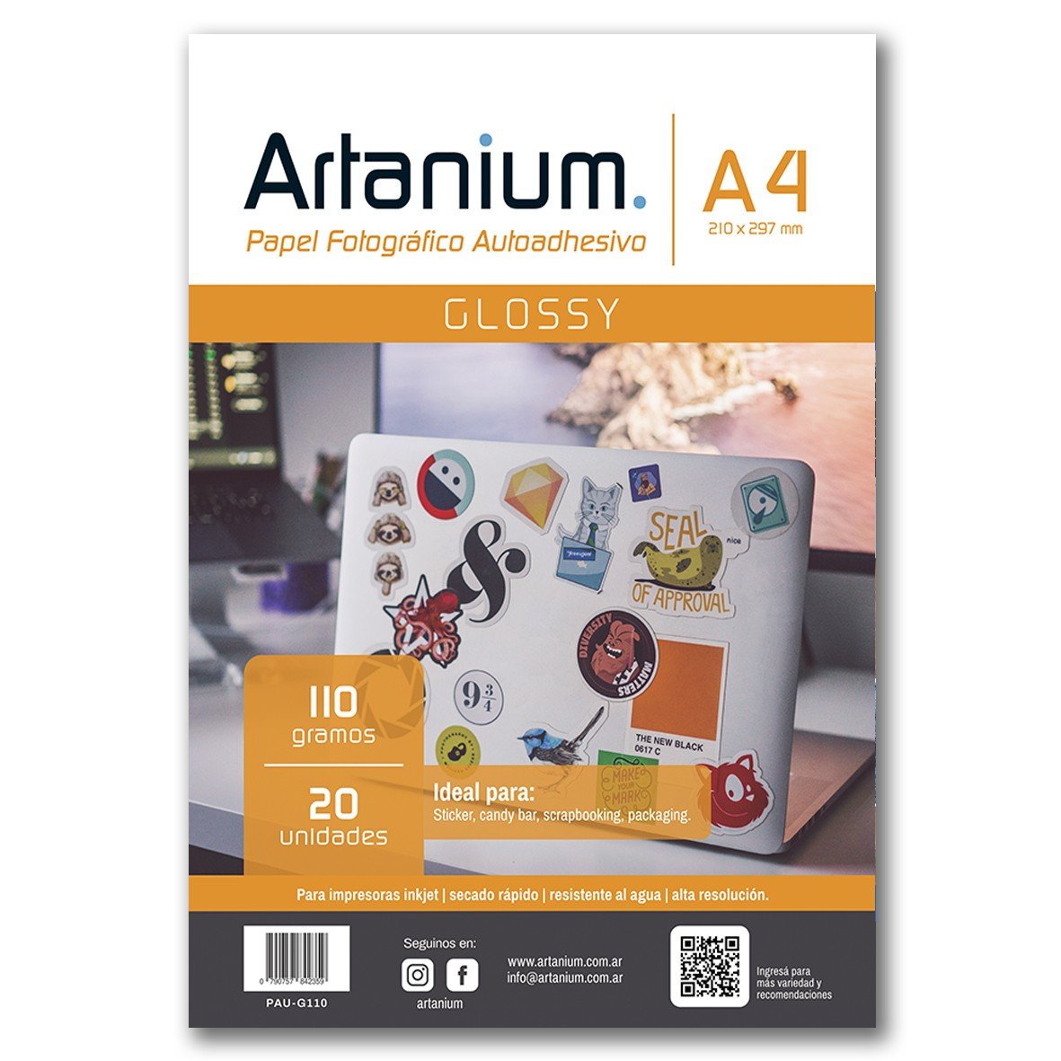 papel autoadhesivo glossy a4 110gr