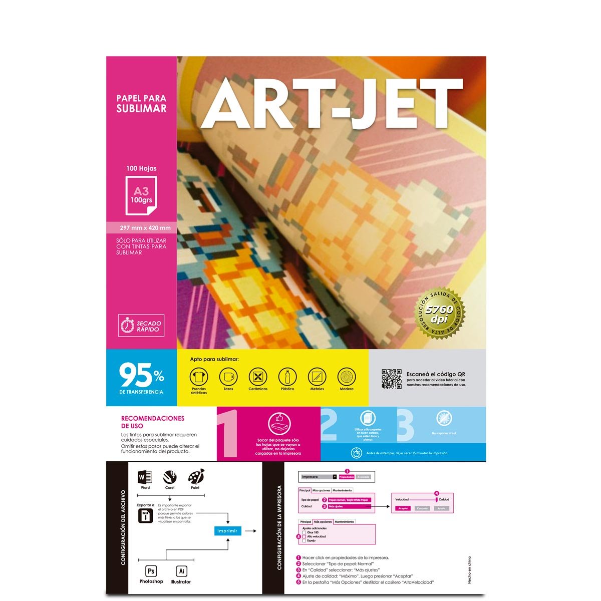 papel sublimación a3 especifico