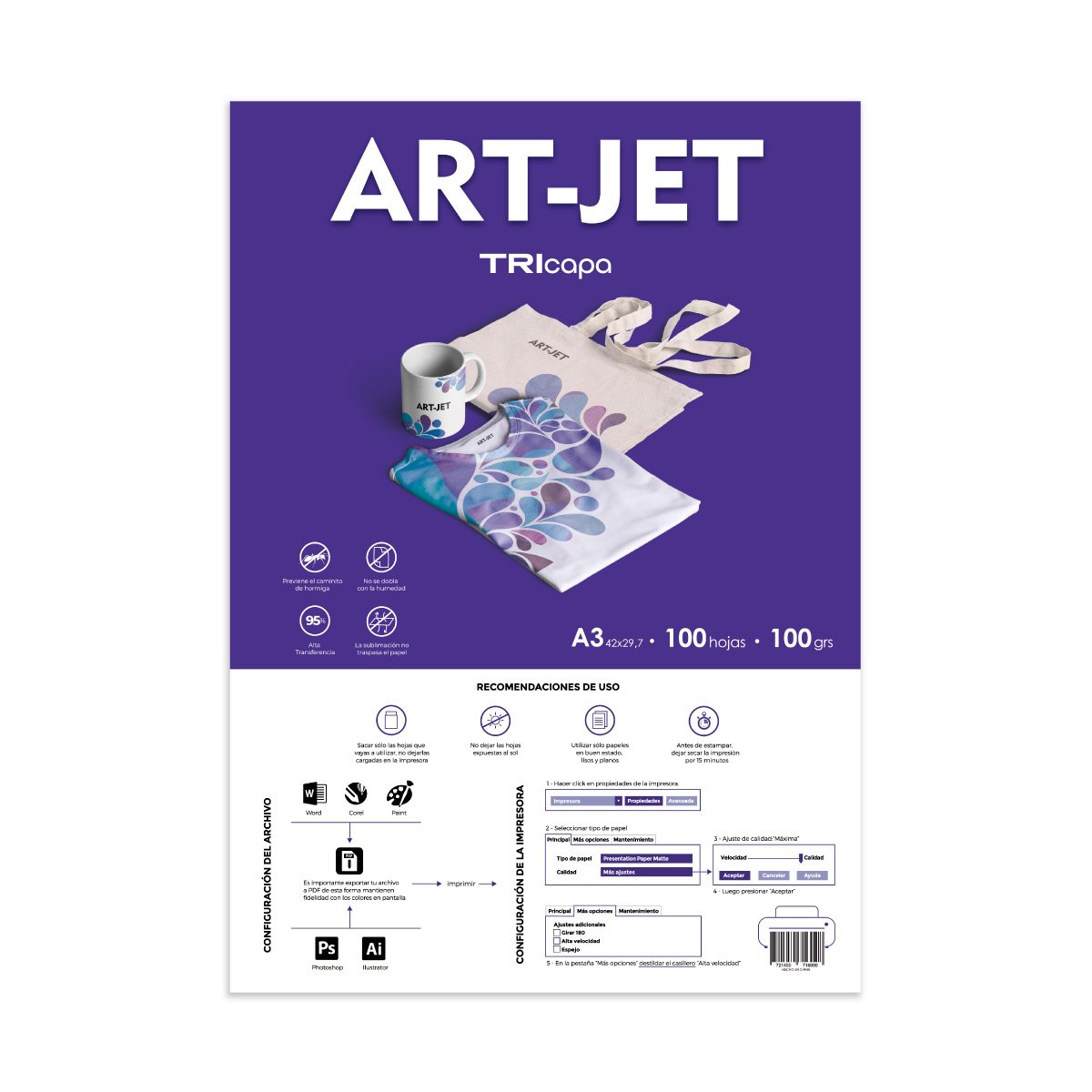 papel sublimación a3 tricapa