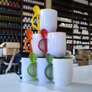 Taza Bombé Con Cuchara E Interior color